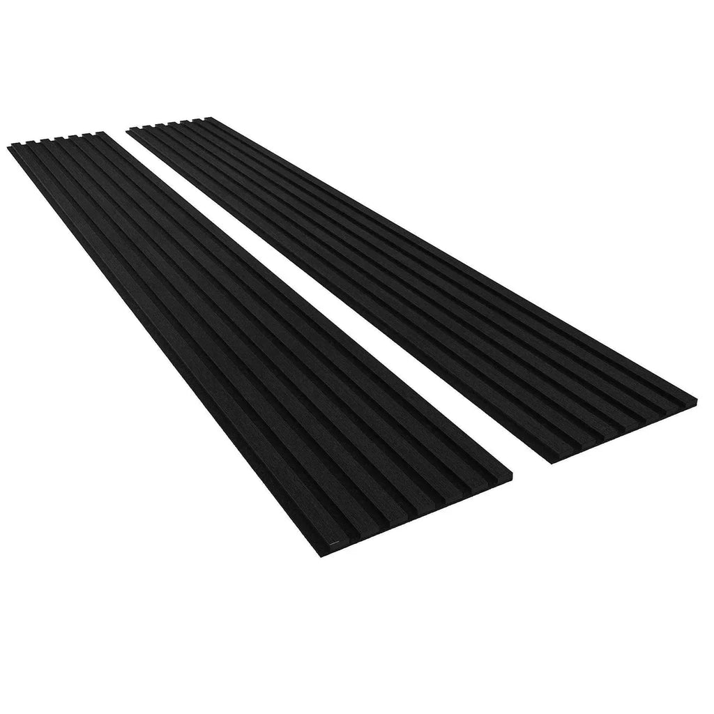 Black Oak slat wall panels hero view installed as bold accent wall in Canadian home